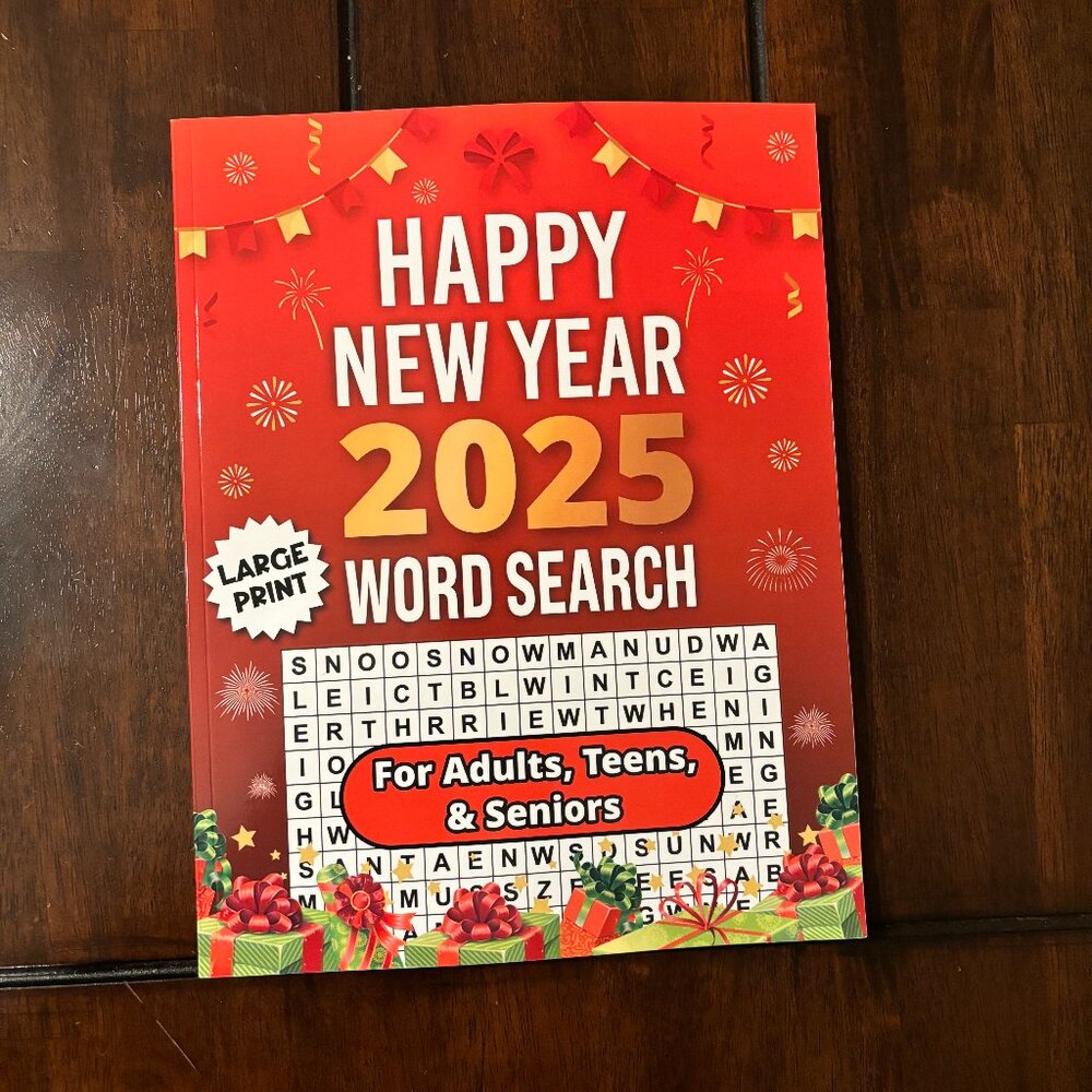 Happy New Year 2025 Word Search for Adults: 75 Holiday Themed Puzzles